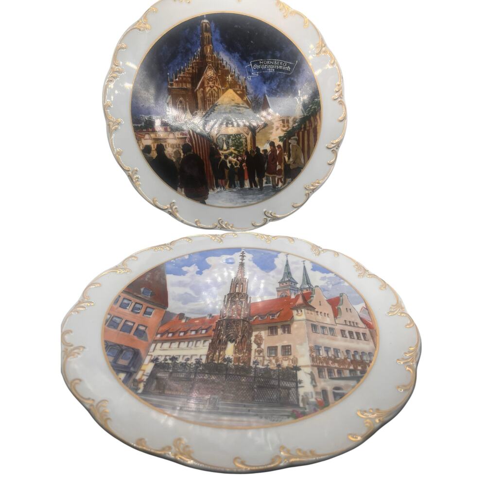 Rosenthal Germany Classic Rose Collection Set of 2 Nurnberg 1976 and 1977 Plates